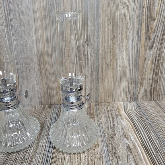 Vintage Miniature Lamplight Farms Oil Lamp, Glass Lantern 9" w Chimney - Picture 2 of 6